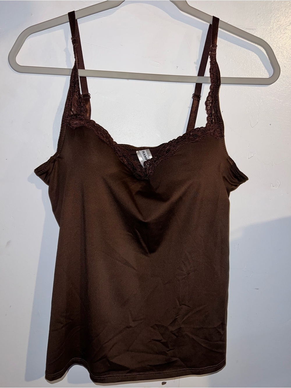 Rampage Chocolate Brown Lace-Trim Camisole